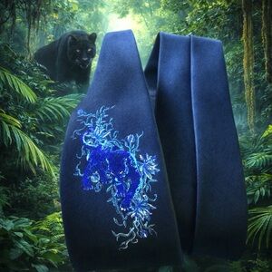 🎁LV JOURNEY🎁🆕💯AUTHN LOUIS VUITTON TRAVEL CAMBODIA BLUE PANTHER MOTIF TIE🔥